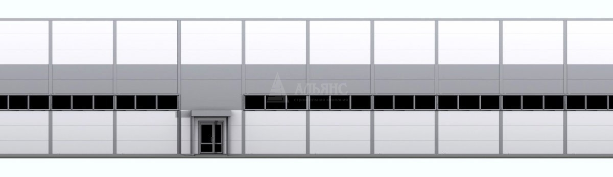 3D визуализация Производственное здание с АБК из сэндвич-панелей - фото 8